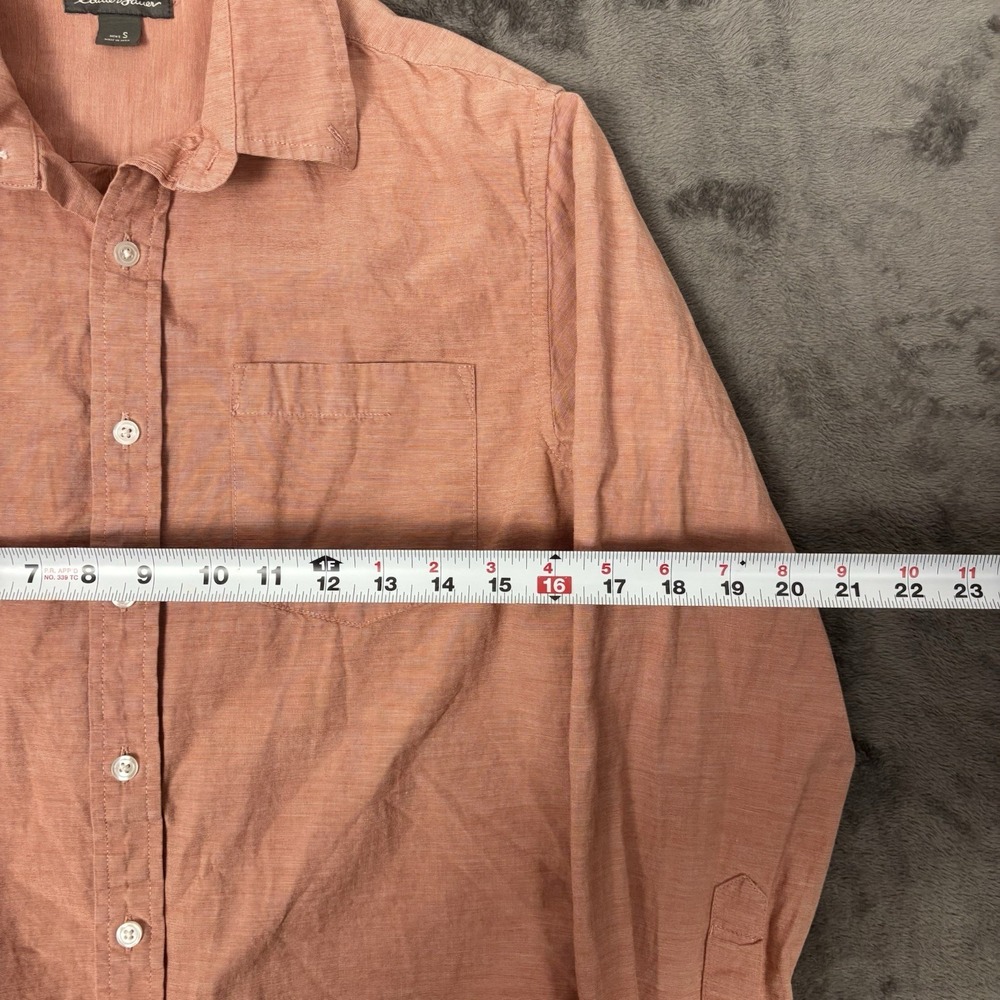 Eddie Bauer Shirt Mens Small Peach Classic Fit Button Down Pocket Utility Hiking - Picture 5 of 8